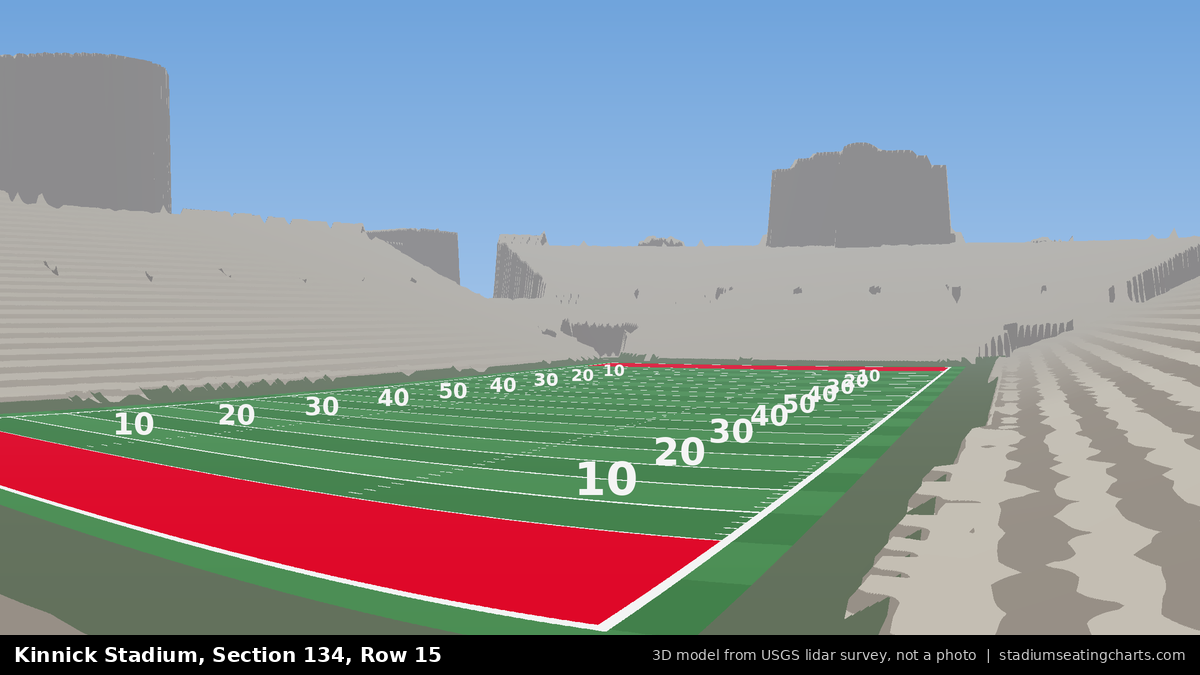 View from Kinnick Stadium Section 134, Row 15, looking toward the field