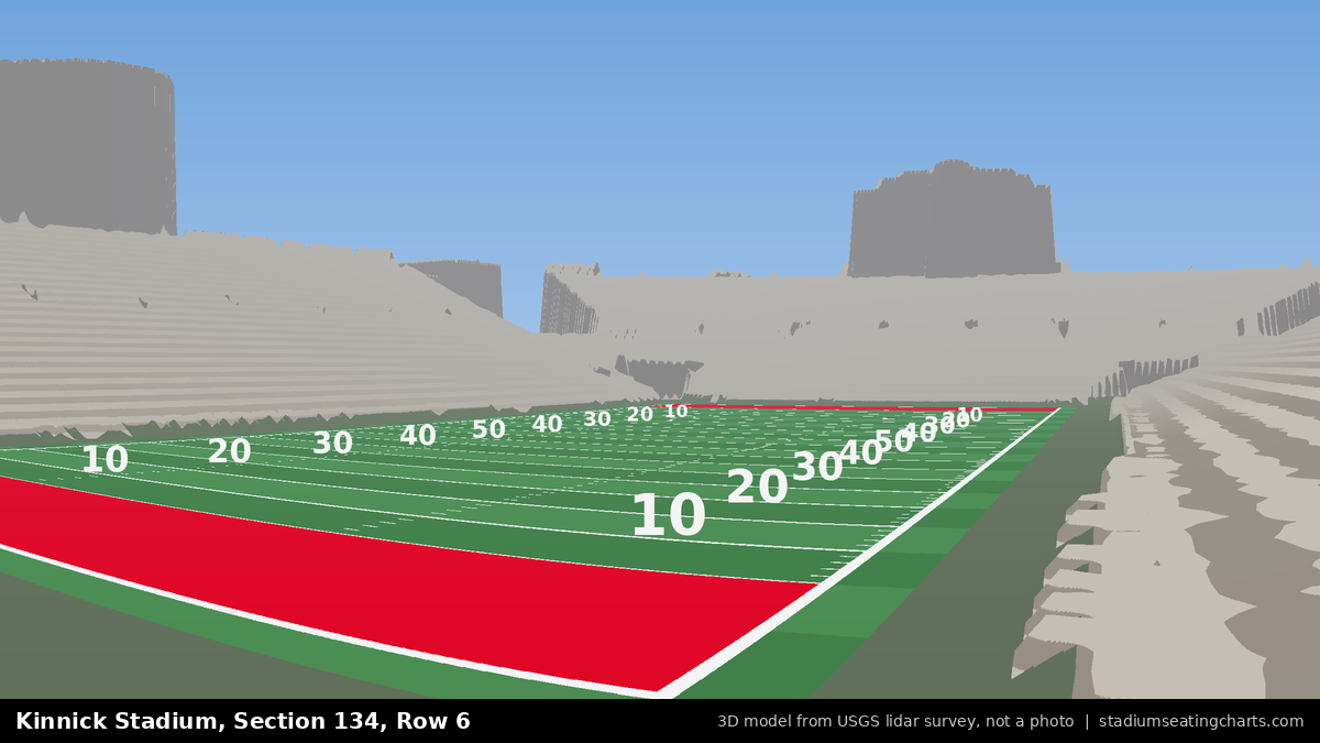 View from Kinnick Stadium Section 134, Row 6, looking toward the field