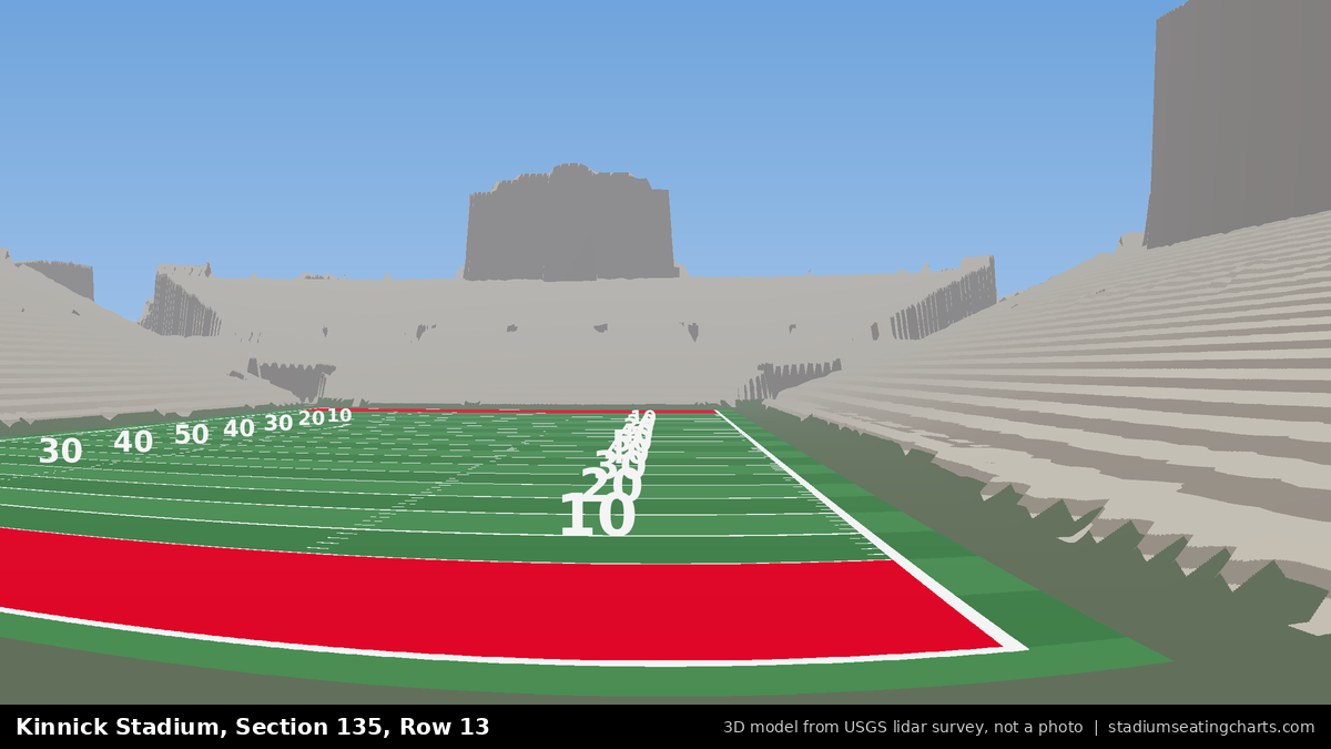 View from Kinnick Stadium Section 135, Row 13, looking toward the field