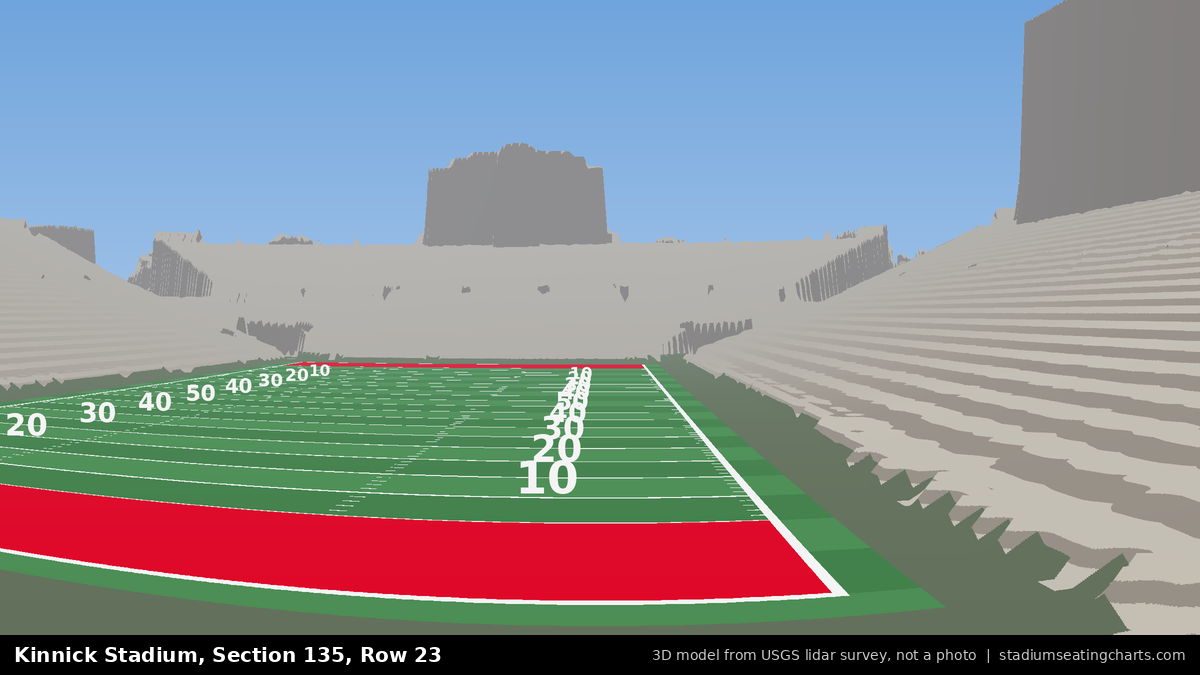 View from Kinnick Stadium Section 135, Row 23, looking toward the field