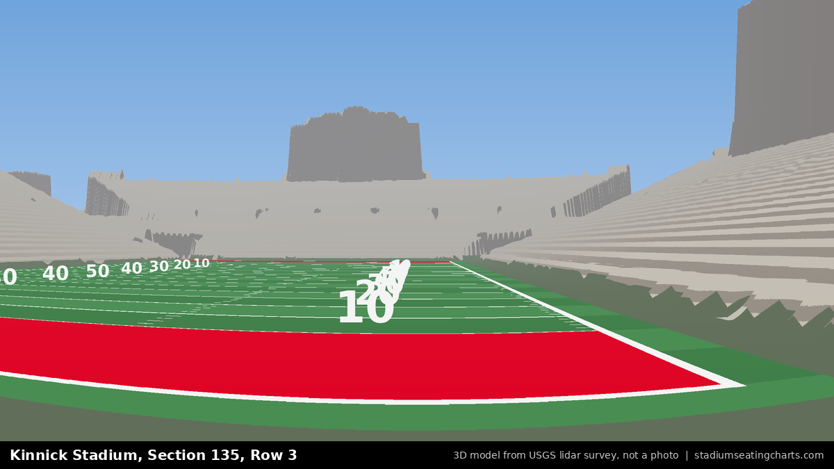 View from Kinnick Stadium Section 135, Row 3, looking toward the field