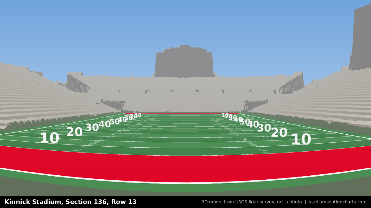 View from Kinnick Stadium Section 136, Row 13, looking toward the field