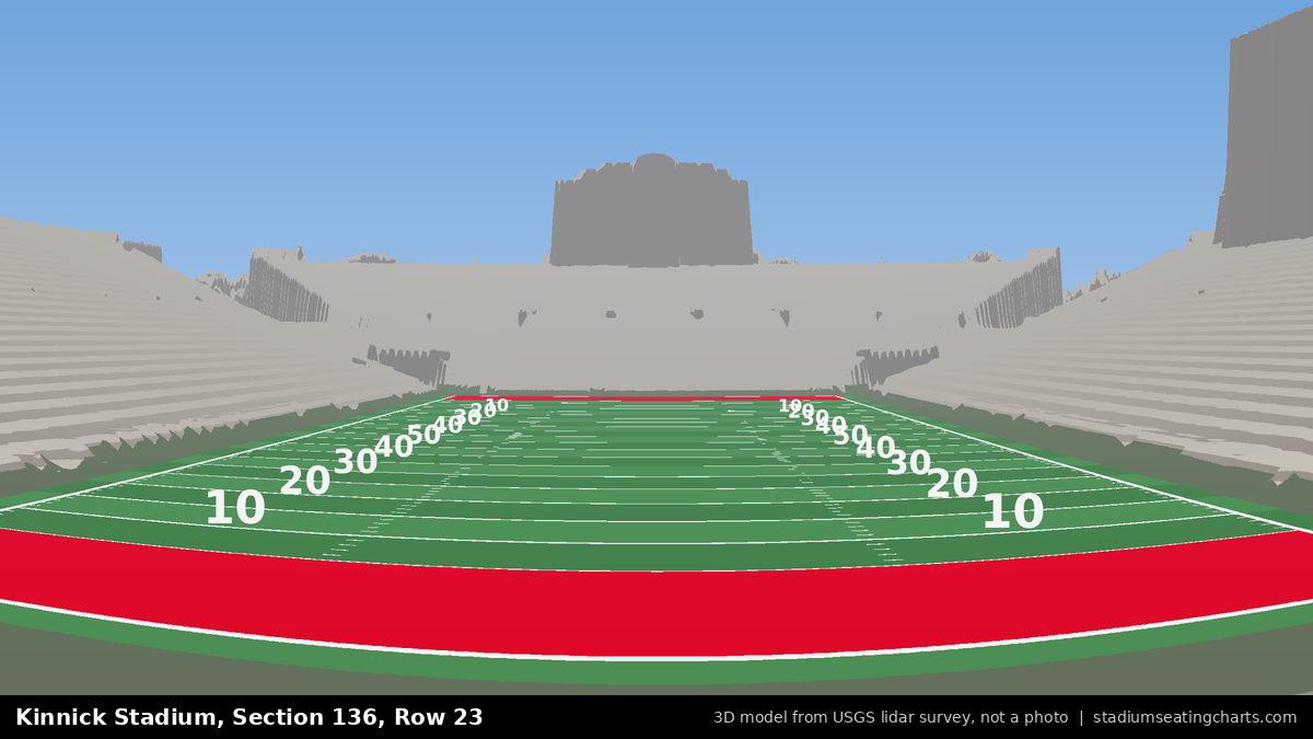 View from Kinnick Stadium Section 136, Row 23, looking toward the field