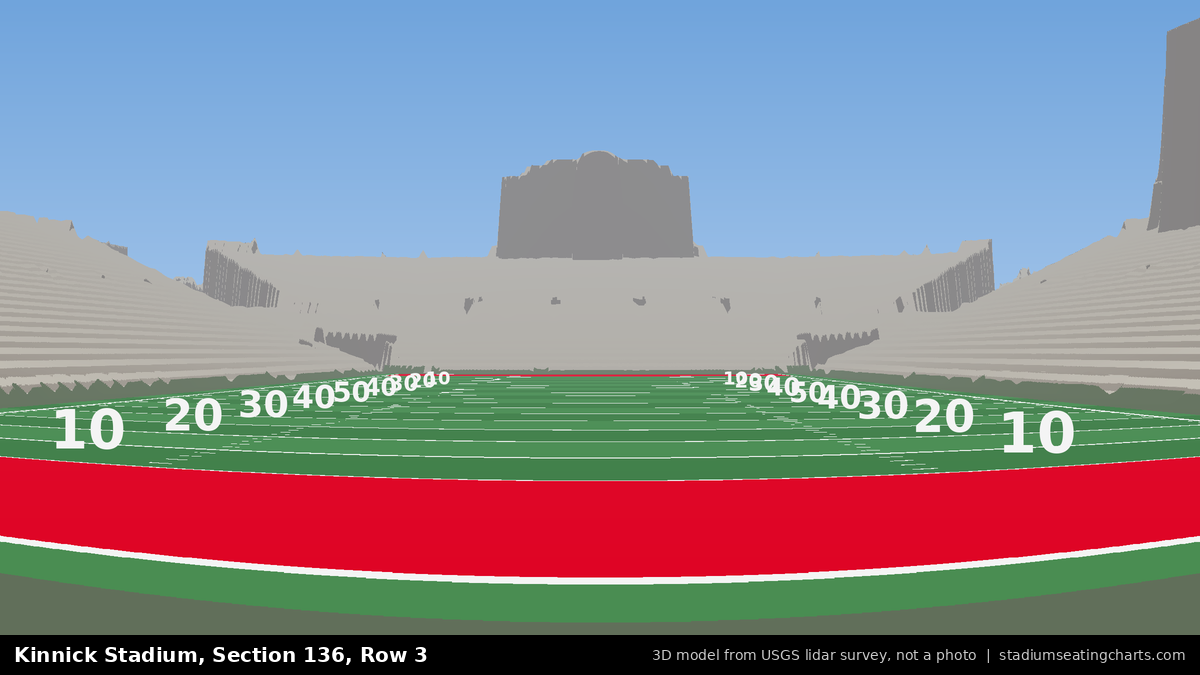 View from Kinnick Stadium Section 136, Row 3, looking toward the field