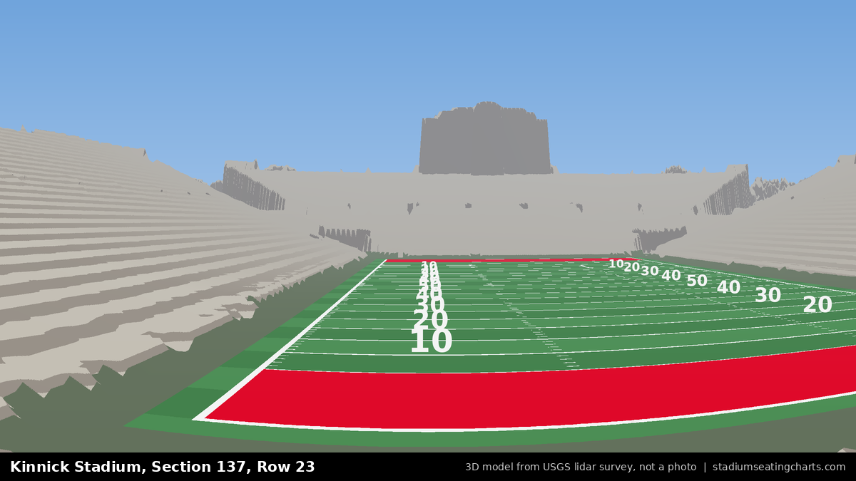 View from Kinnick Stadium Section 137, Row 23, looking toward the field