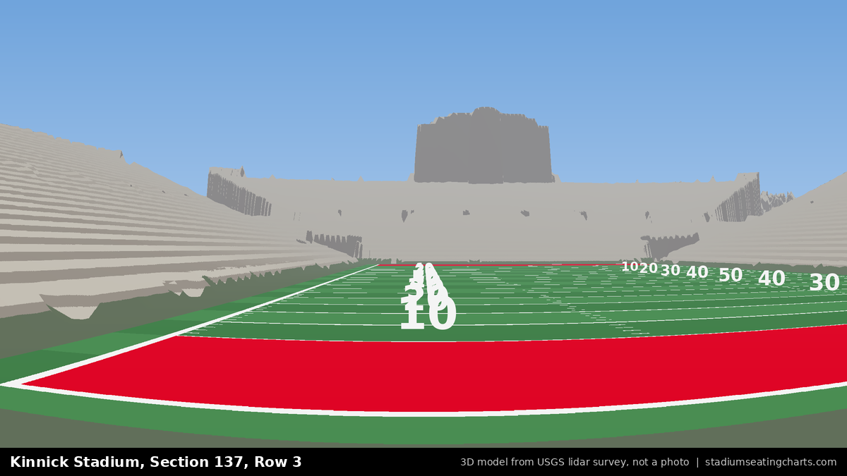 View from Kinnick Stadium Section 137, Row 3, looking toward the field