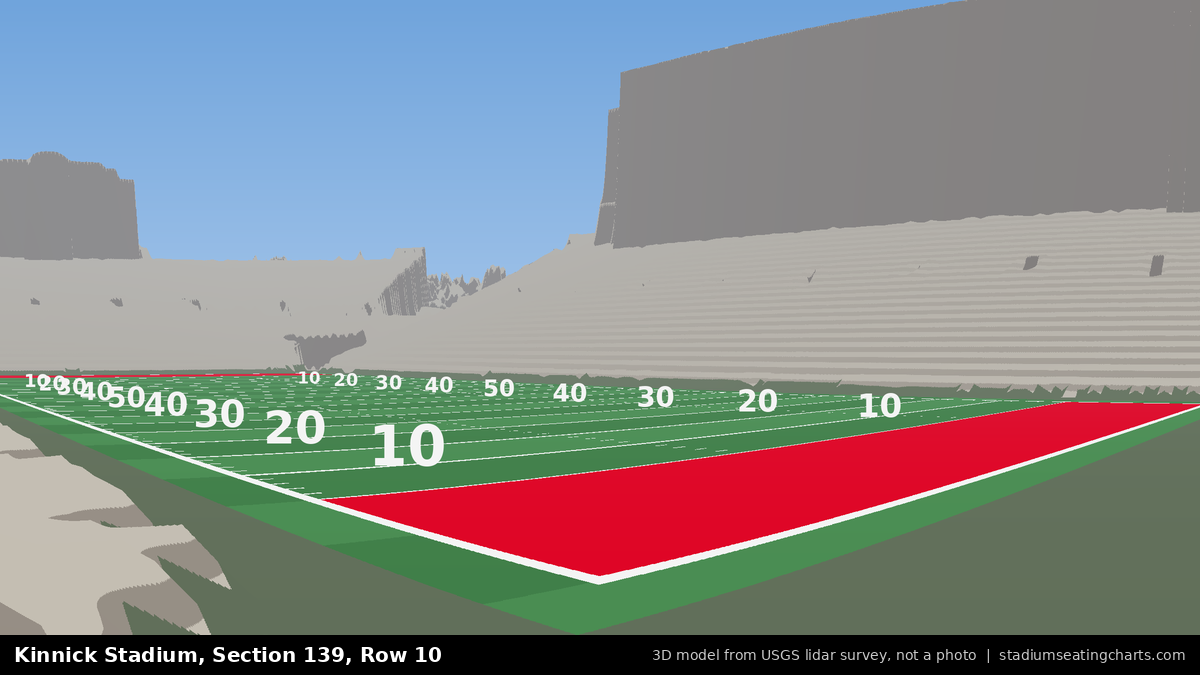 View from Kinnick Stadium Section 139, Row 10, looking toward the field