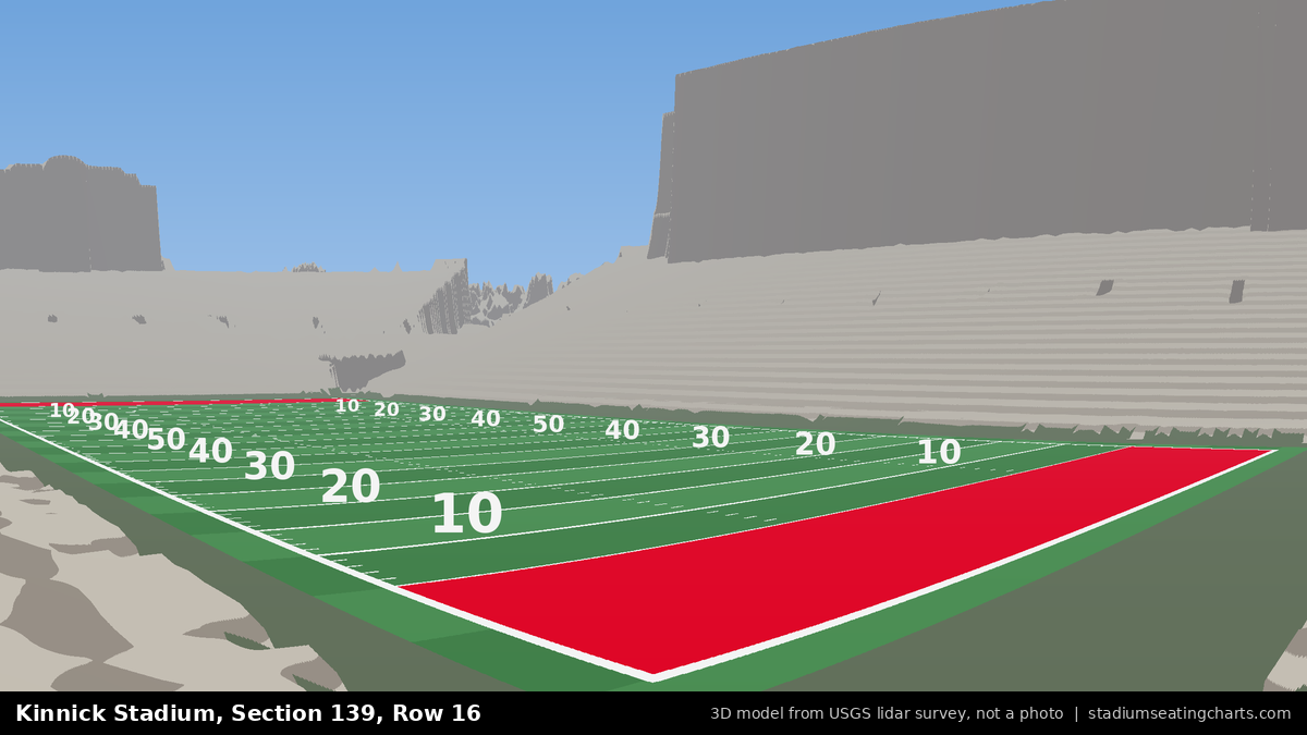 View from Kinnick Stadium Section 139, Row 16, looking toward the field