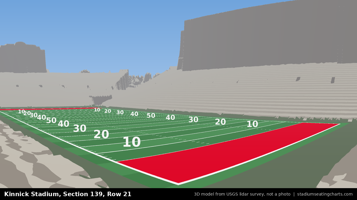 View from Kinnick Stadium Section 139, Row 21, looking toward the field