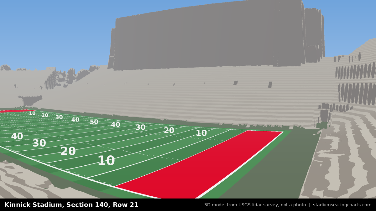 View from Kinnick Stadium Section 140, Row 21, looking toward the field