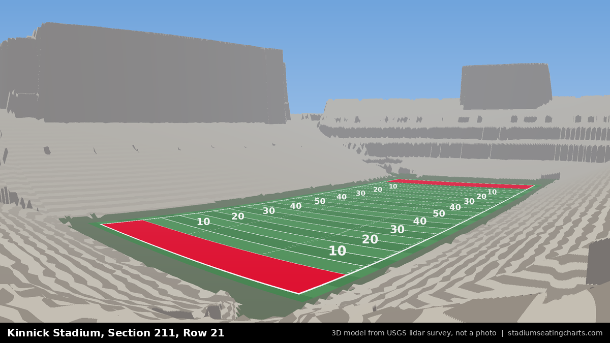 View from Kinnick Stadium Section 211, Row 21, looking toward the field