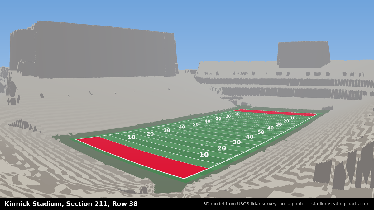 View from Kinnick Stadium Section 211, Row 38, looking toward the field