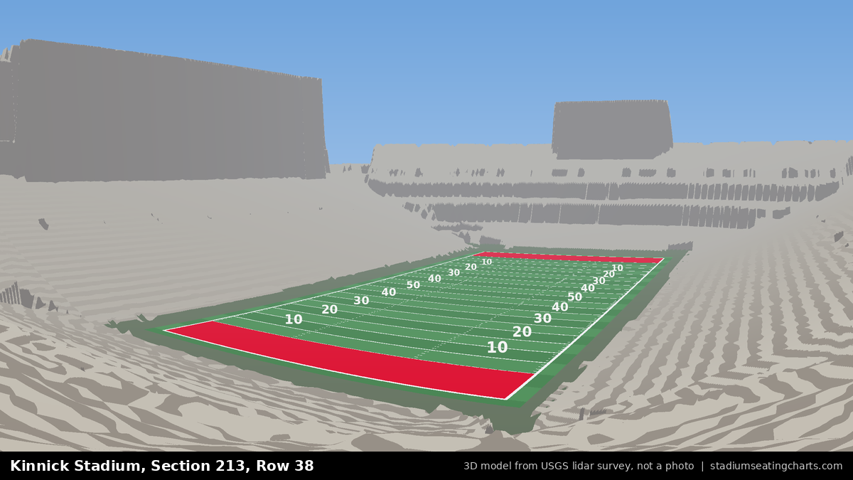 View from Kinnick Stadium Section 213, Row 38, looking toward the field