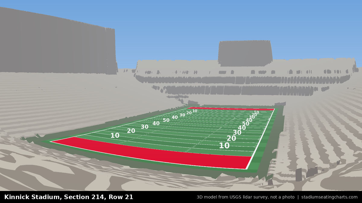 View from Kinnick Stadium Section 214, Row 21, looking toward the field