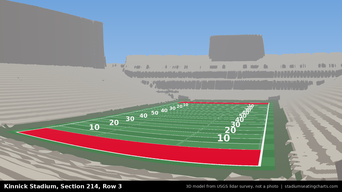 View from Kinnick Stadium Section 214, Row 3, looking toward the field