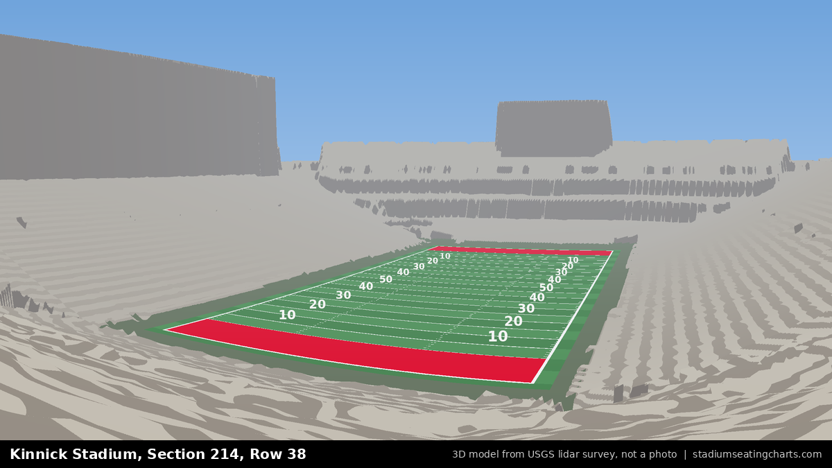 View from Kinnick Stadium Section 214, Row 38, looking toward the field