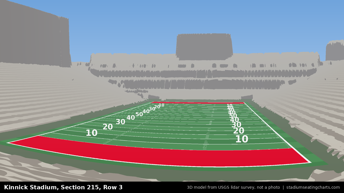 View from Kinnick Stadium Section 215, Row 3, looking toward the field