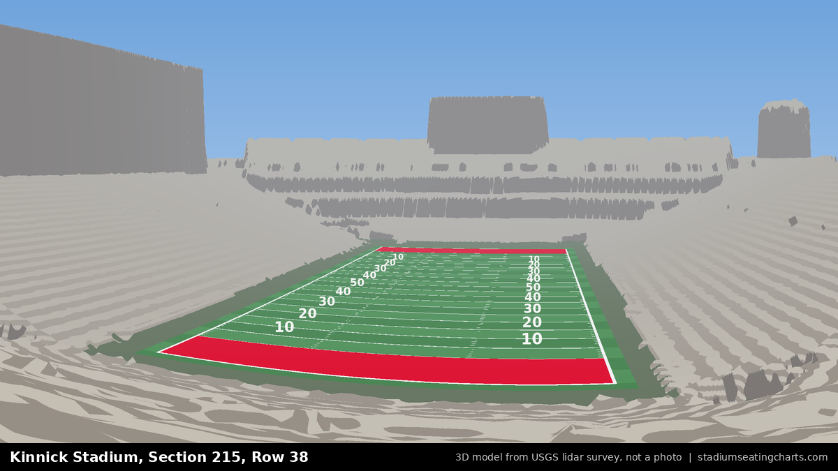 View from Kinnick Stadium Section 215, Row 38, looking toward the field