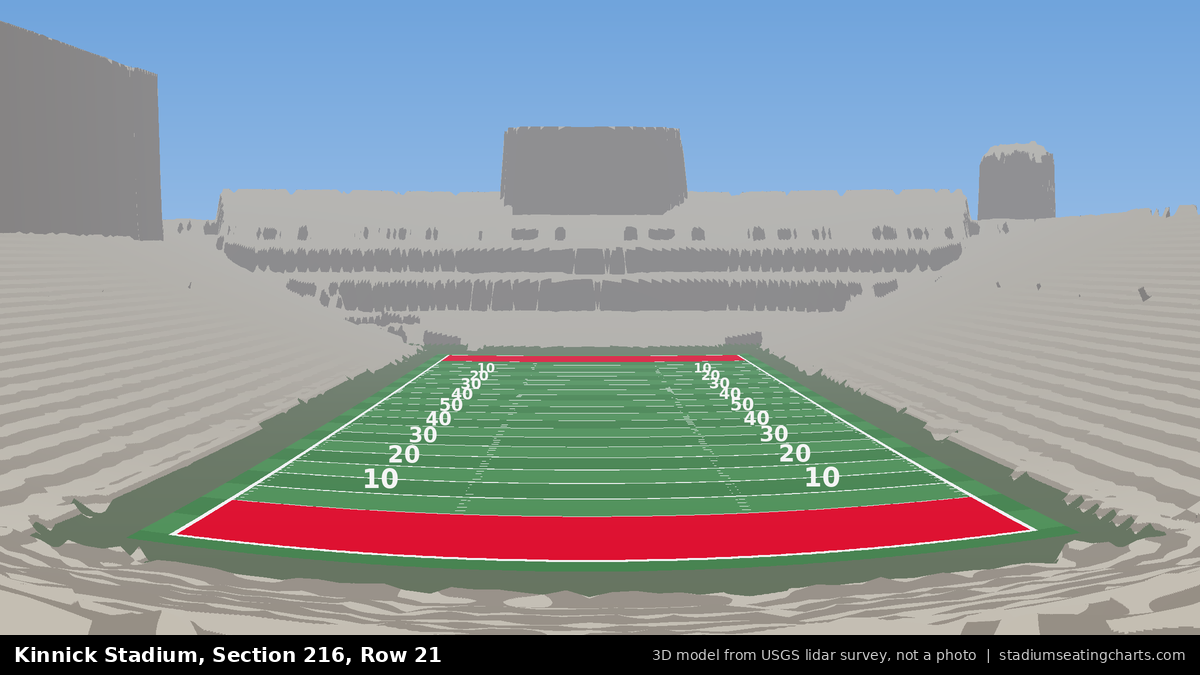 View from Kinnick Stadium Section 216, Row 21, looking toward the field
