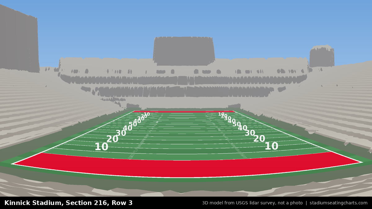 View from Kinnick Stadium Section 216, Row 3, looking toward the field