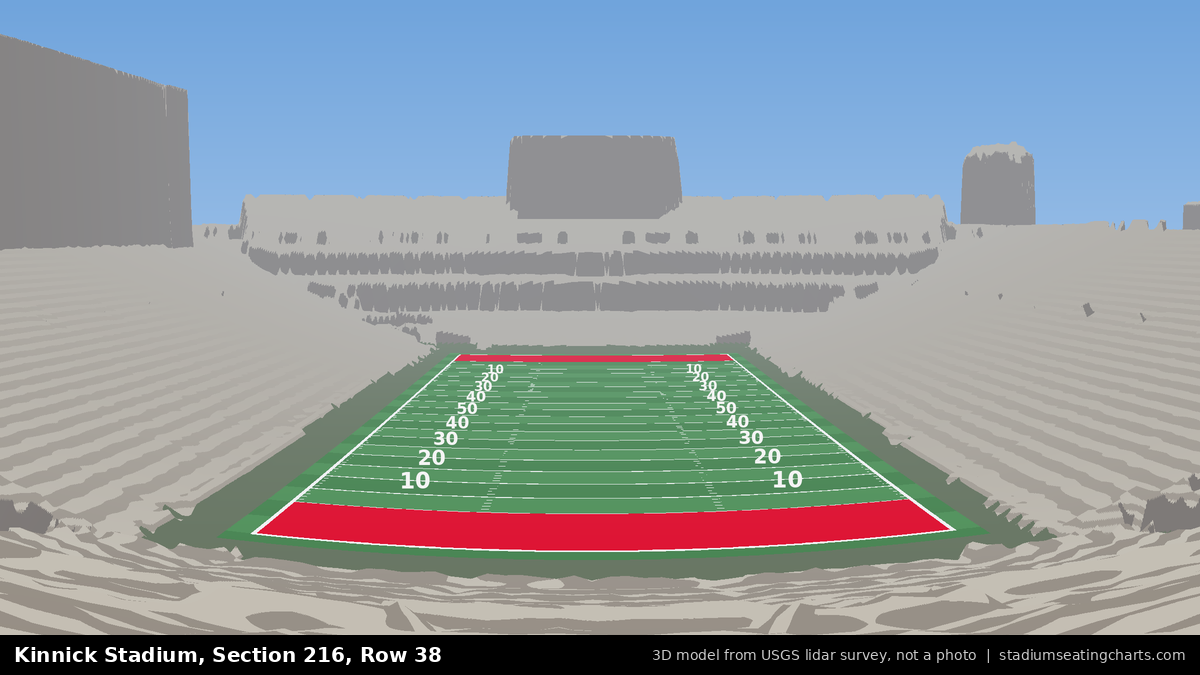 View from Kinnick Stadium Section 216, Row 38, looking toward the field
