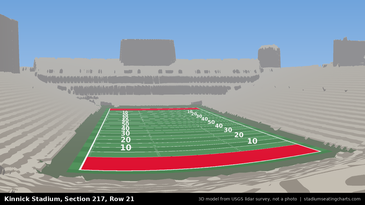 View from Kinnick Stadium Section 217, Row 21, looking toward the field