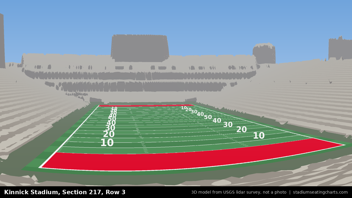 View from Kinnick Stadium Section 217, Row 3, looking toward the field