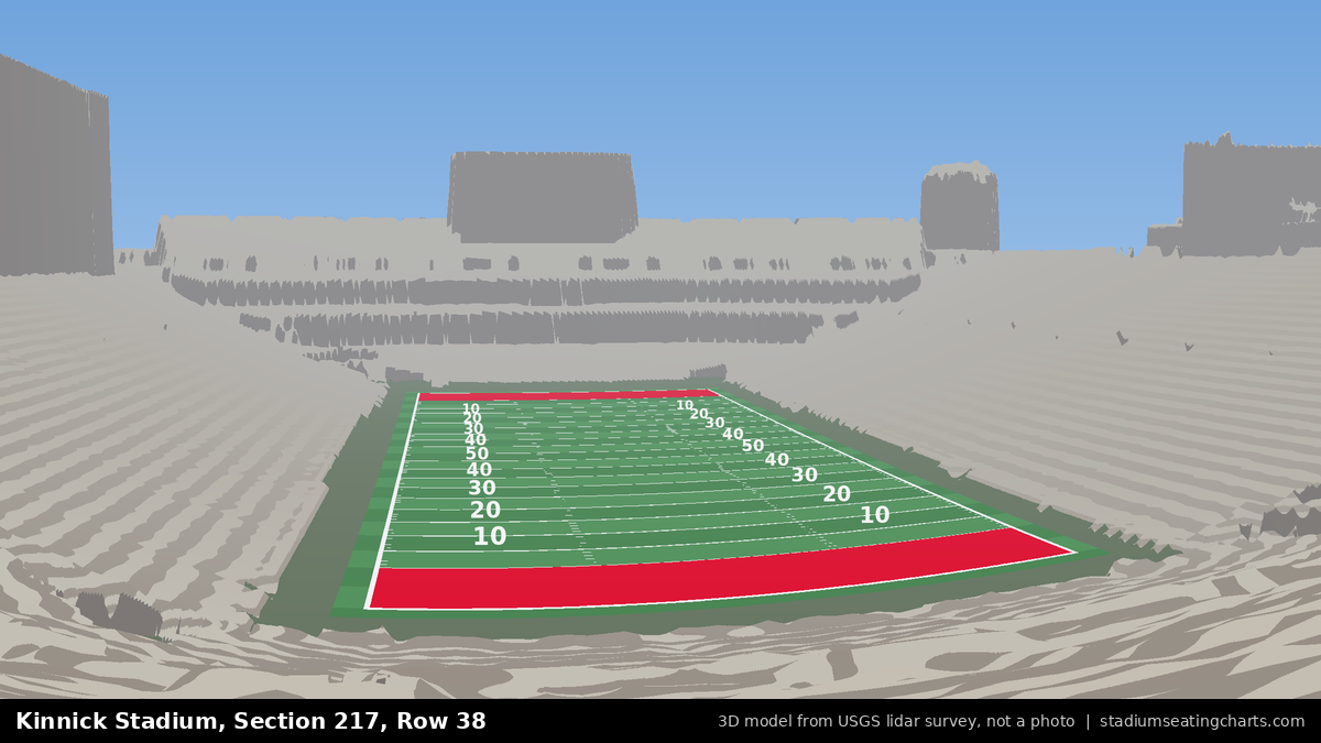 View from Kinnick Stadium Section 217, Row 38, looking toward the field