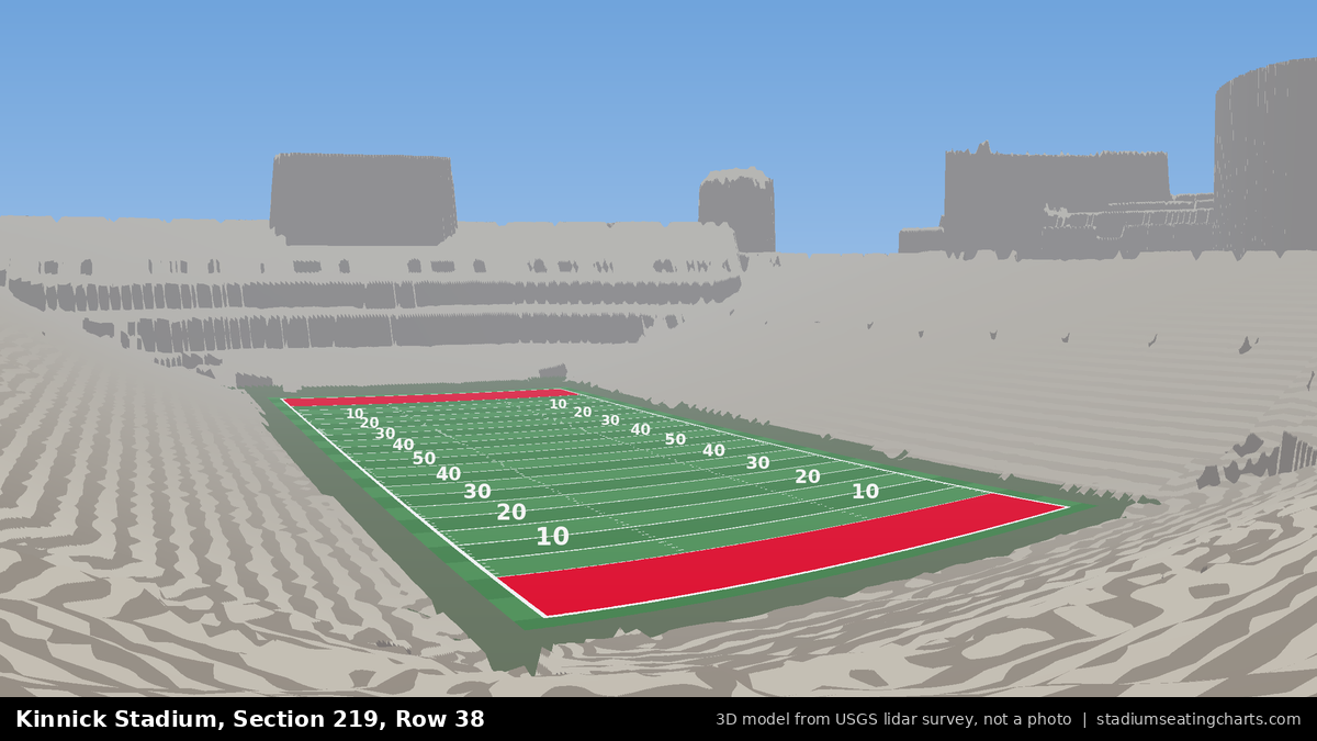 View from Kinnick Stadium Section 219, Row 38, looking toward the field