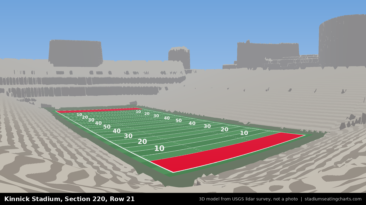 View from Kinnick Stadium Section 220, Row 21, looking toward the field