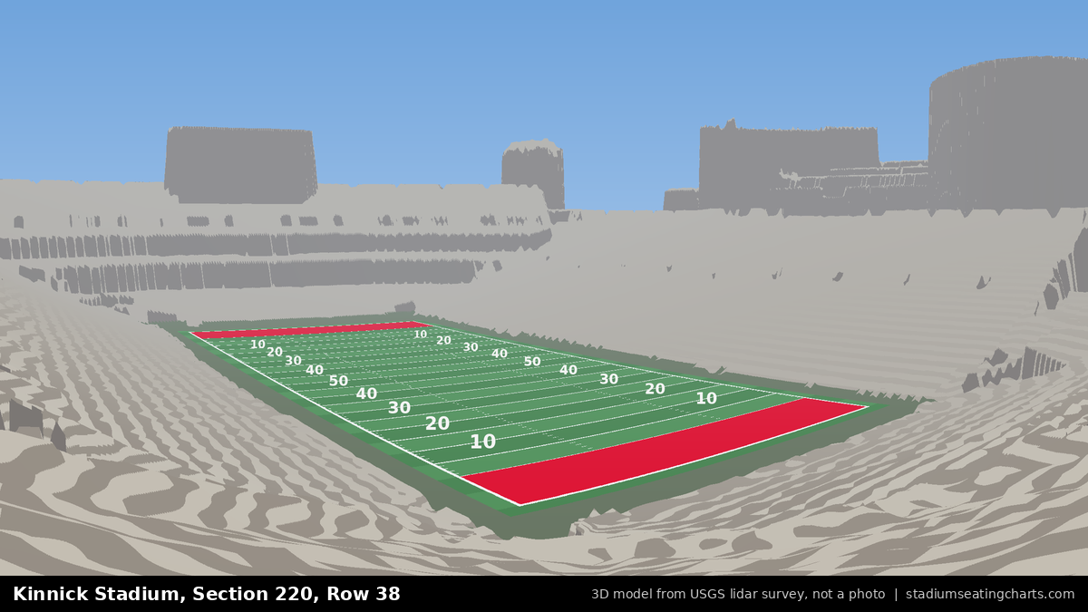 View from Kinnick Stadium Section 220, Row 38, looking toward the field