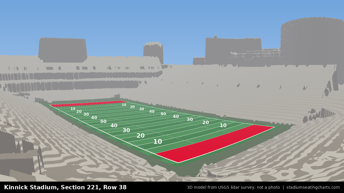 View from Kinnick Stadium Section 221, Row 38, looking toward the field