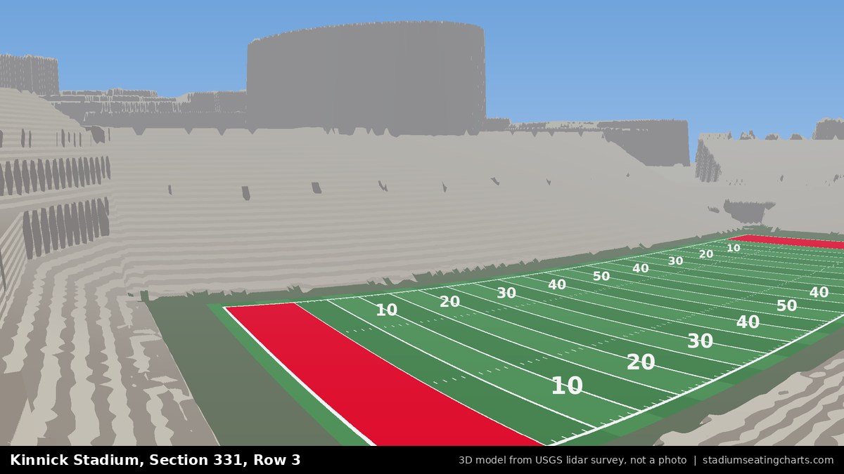 View from Kinnick Stadium Section 331, Row 3, looking toward the field