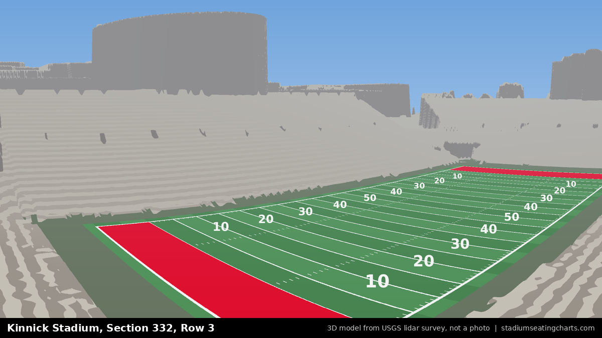 View from Kinnick Stadium Section 332, Row 3, looking toward the field