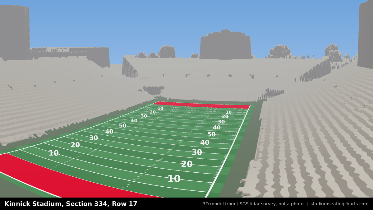View from Kinnick Stadium Section 334, Row 17, looking toward the field