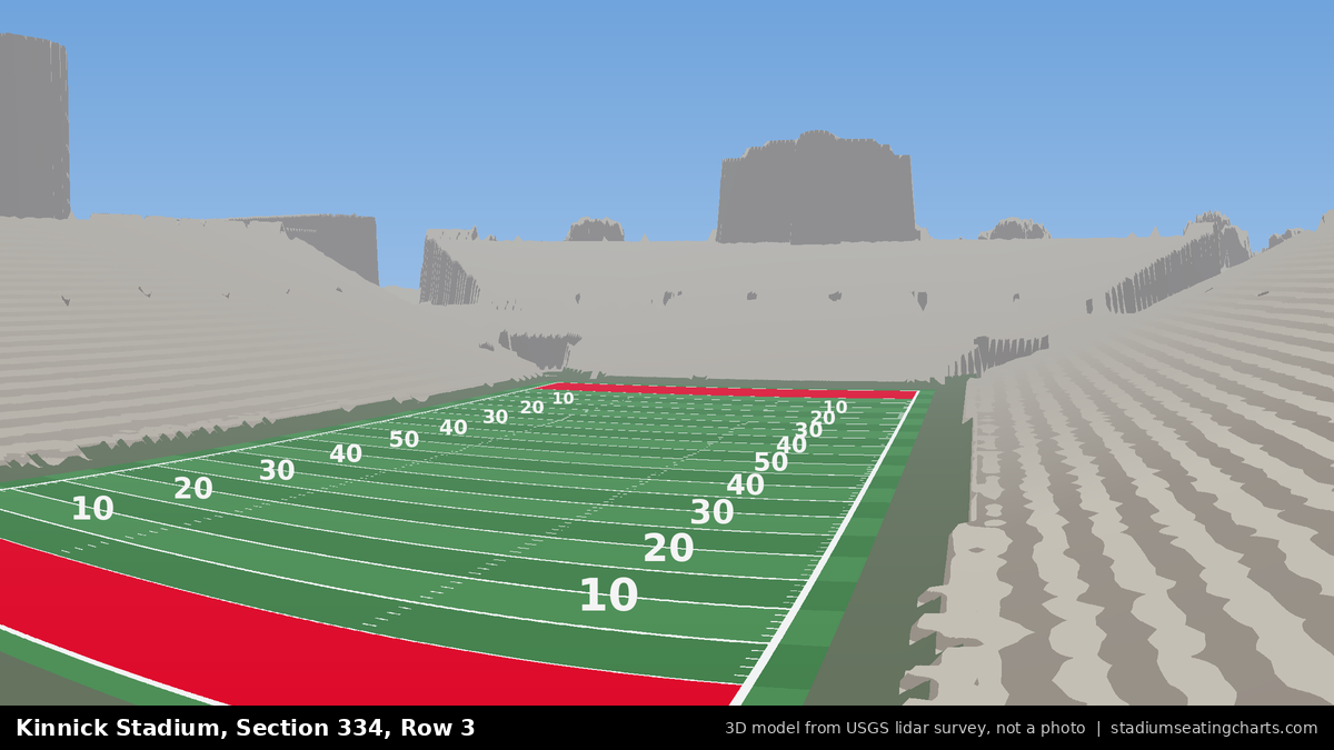 View from Kinnick Stadium Section 334, Row 3, looking toward the field