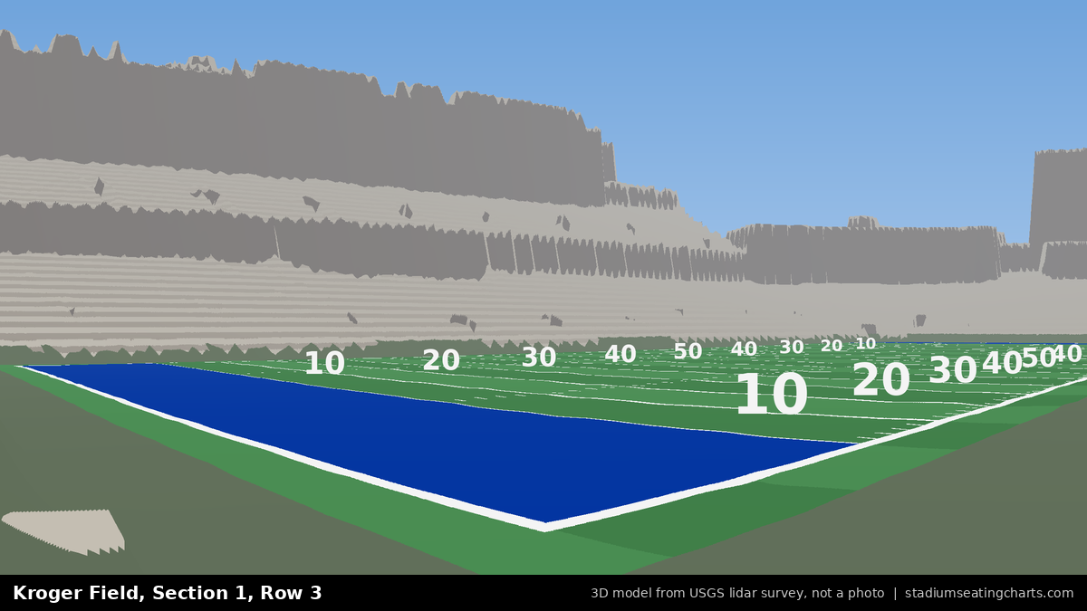 View from Kroger Field Section 1, Row 3, looking toward the field