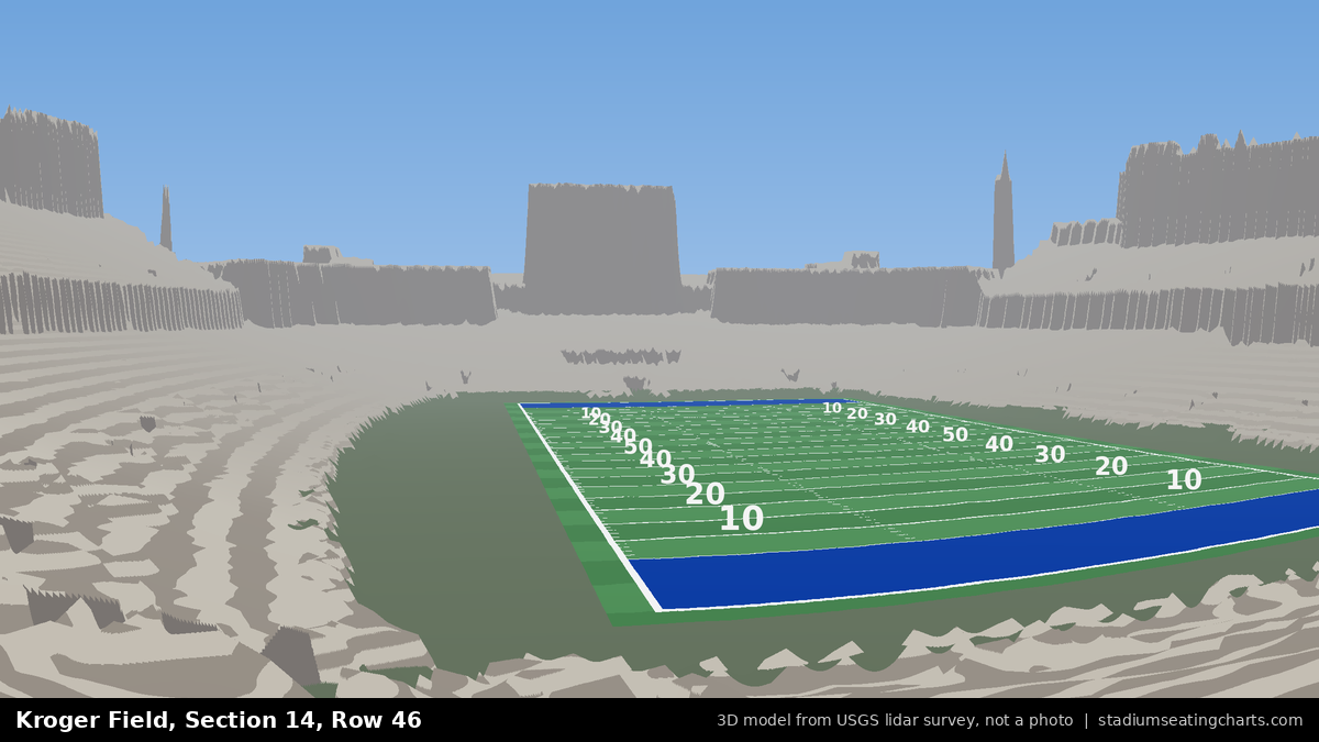 View from Kroger Field Section 14, Row 46, looking toward the field