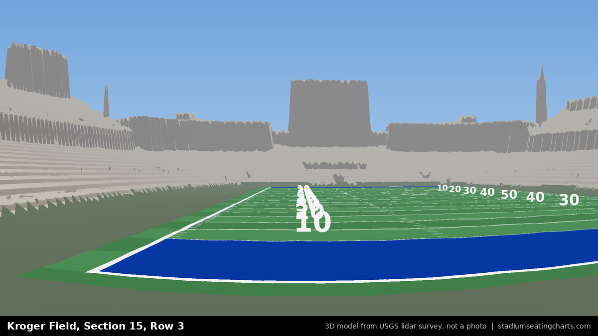 View from Kroger Field Section 15, Row 3, looking toward the field