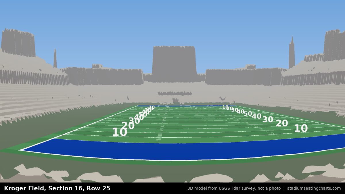 View from Kroger Field Section 16, Row 25, looking toward the field