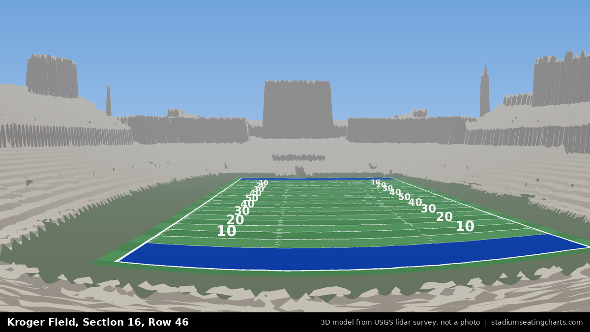 View from Kroger Field Section 16, Row 46, looking toward the field