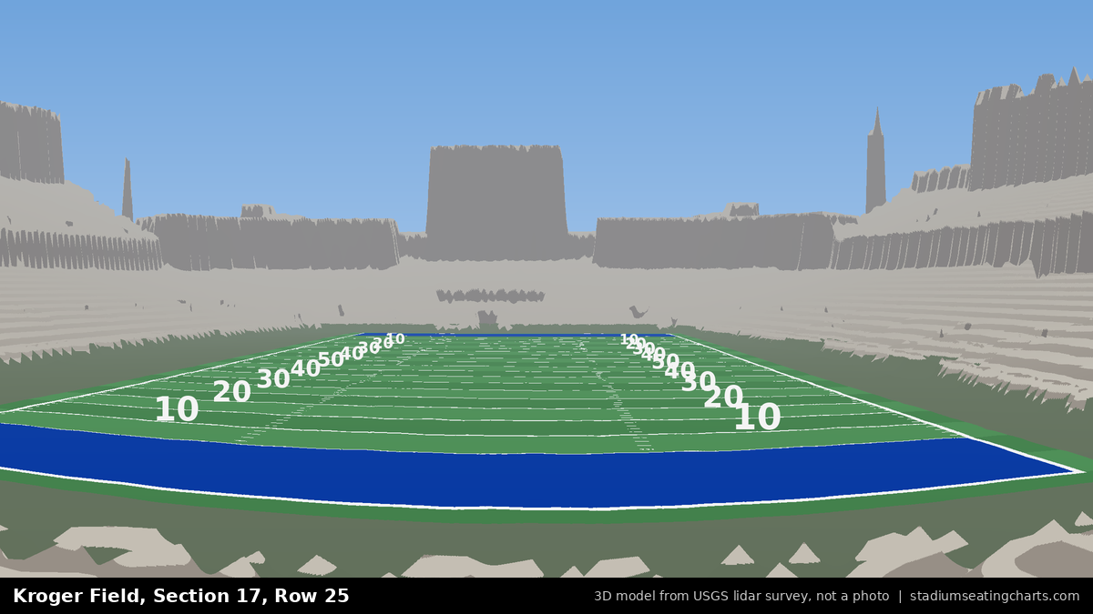 View from Kroger Field Section 17, Row 25, looking toward the field