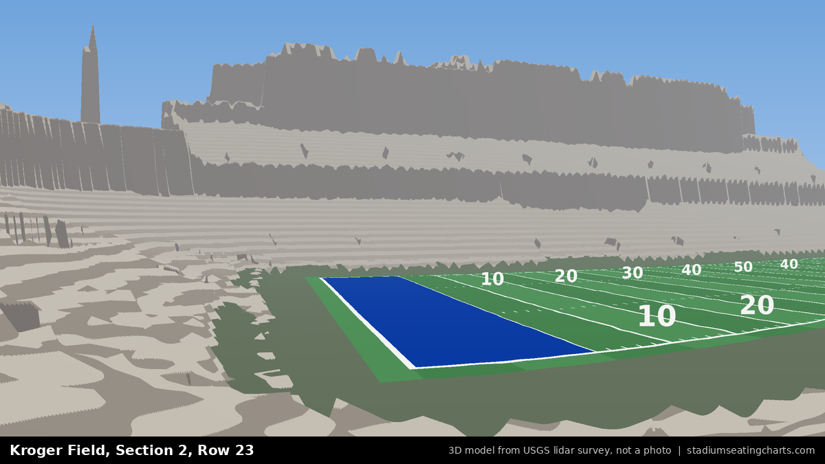 View from Kroger Field Section 2, Row 23, looking toward the field
