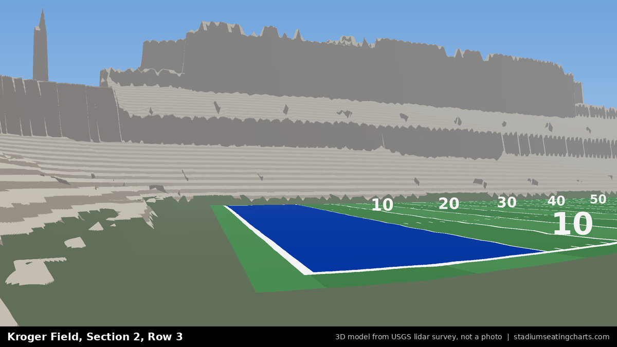 View from Kroger Field Section 2, Row 3, looking toward the field