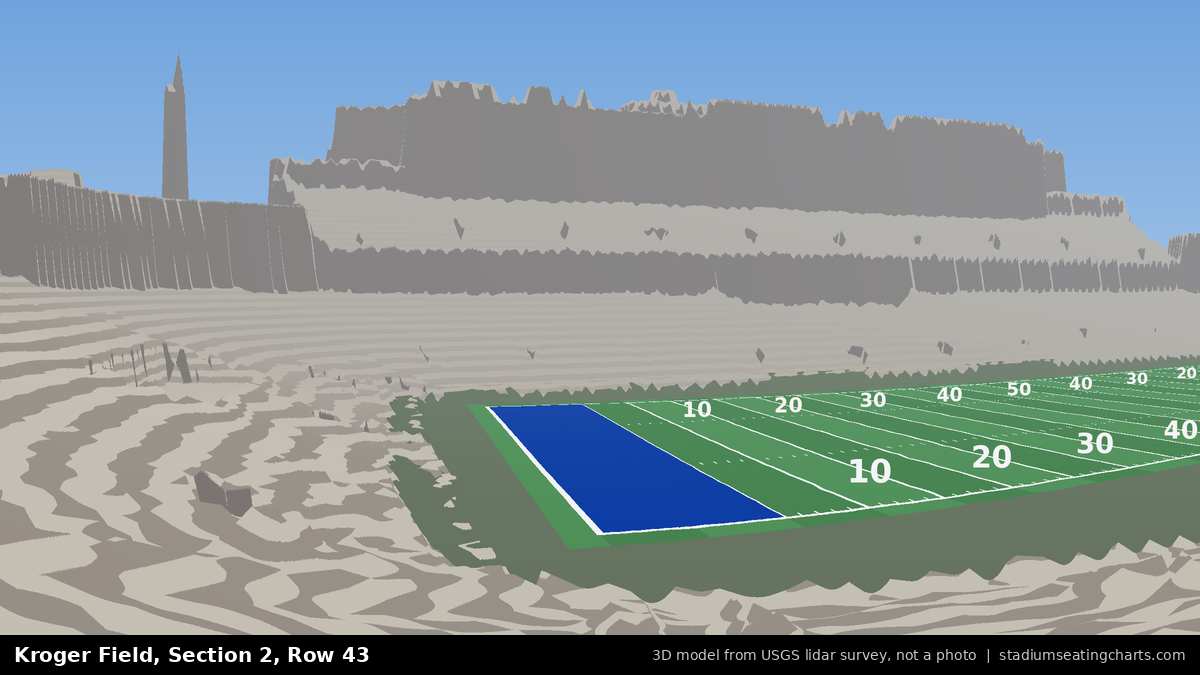 View from Kroger Field Section 2, Row 43, looking toward the field