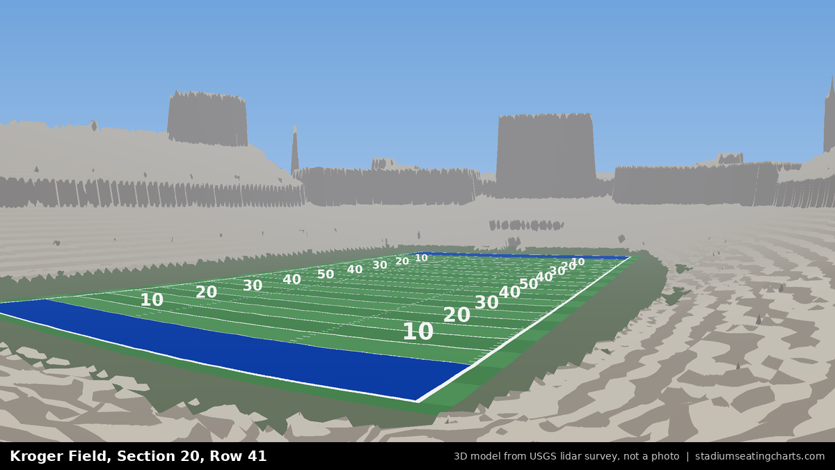 View from Kroger Field Section 20, Row 41, looking toward the field