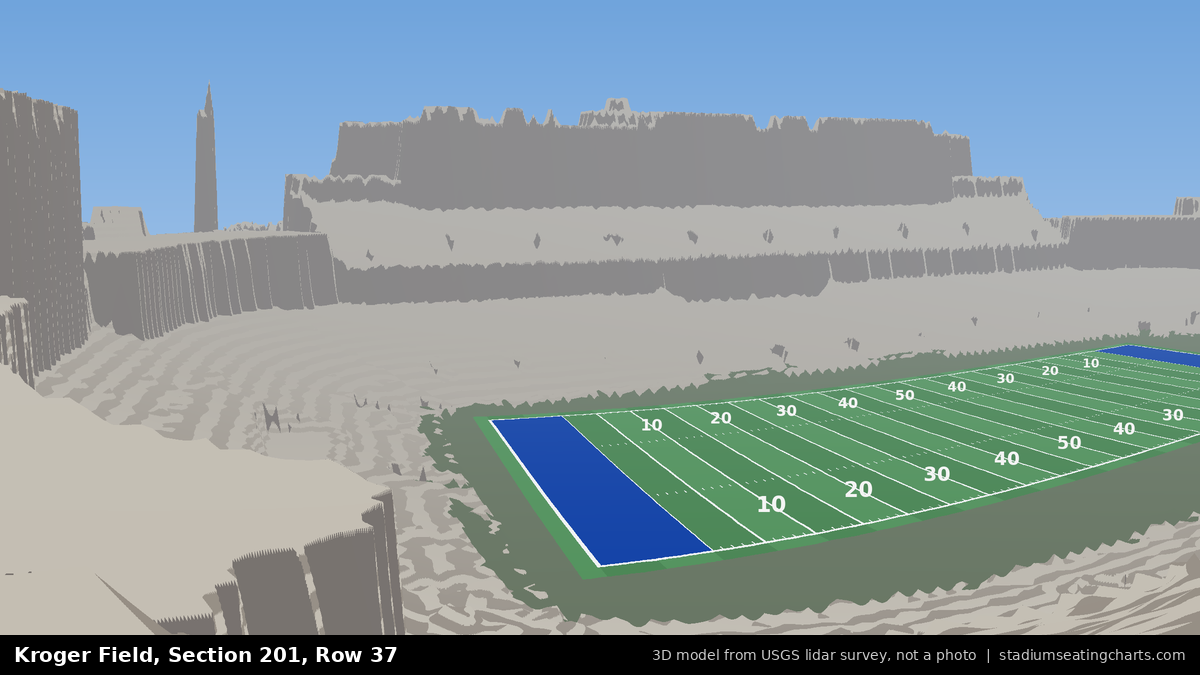 View from Kroger Field Section 201, Row 37, looking toward the field
