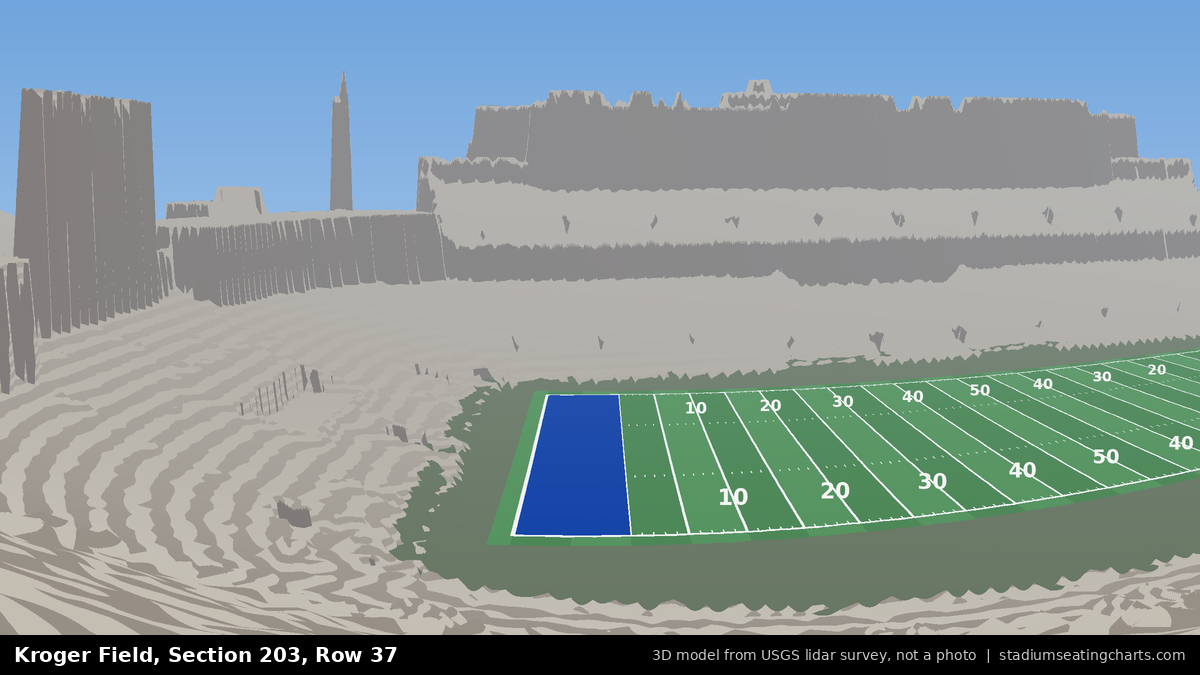 View from Kroger Field Section 203, Row 37, looking toward the field