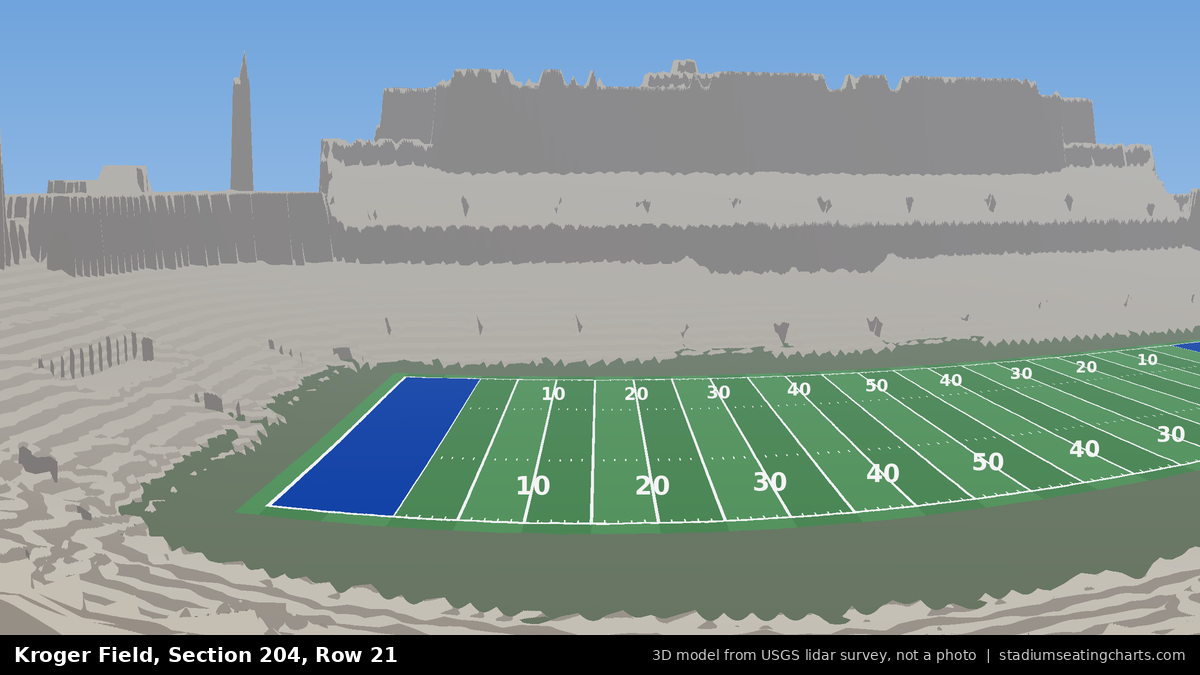 View from Kroger Field Section 204, Row 21, looking toward the field