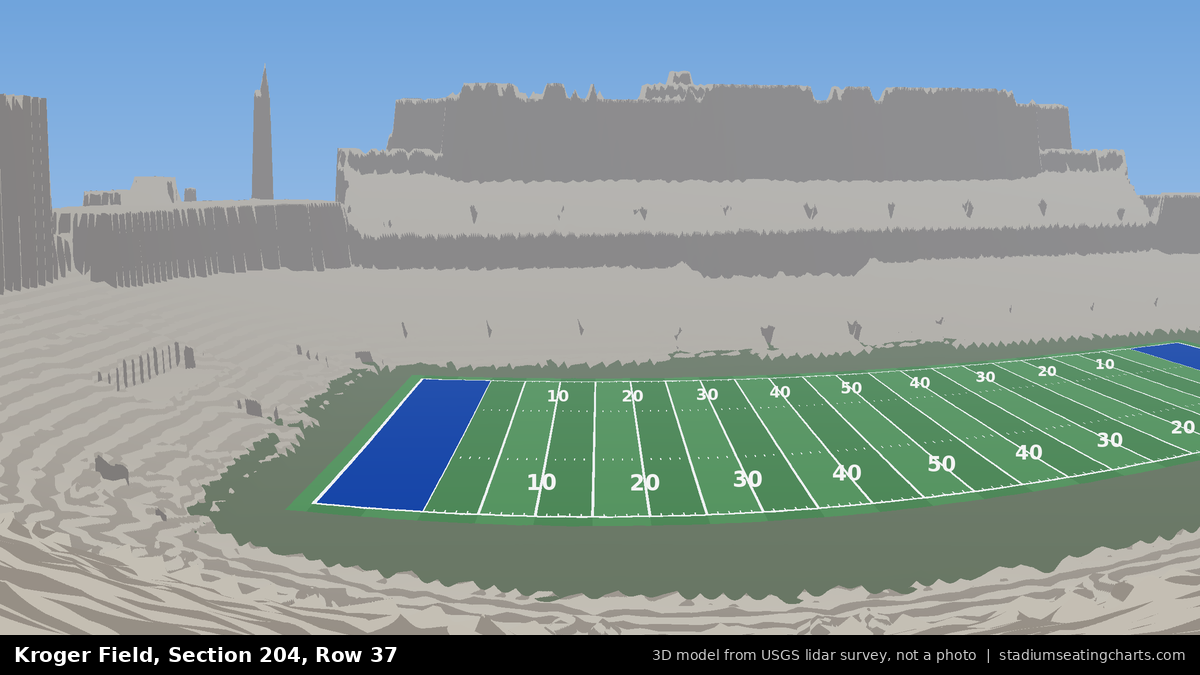 View from Kroger Field Section 204, Row 37, looking toward the field